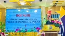 bà Nguyễn Thị Thanh Bình - Chủ tịch Liên hiệp các Hội Khoa học và Kỹ thuật tỉnh phát biểu tại buổi hội nghị
