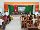 Tiết mục Cồng chiêng "Mừng lúa mới" do đồng bào Ba Na tại xã Bình Phú biểu diễn chào mừng Hội nghị