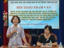 Bà Nguyễn Thị Tuyết Mai, Phó Chủ tịch Thường trực Liên hiệp các Hội Khoa học và Kỹ thuật tỉnh phát biểu tại Hội thảo