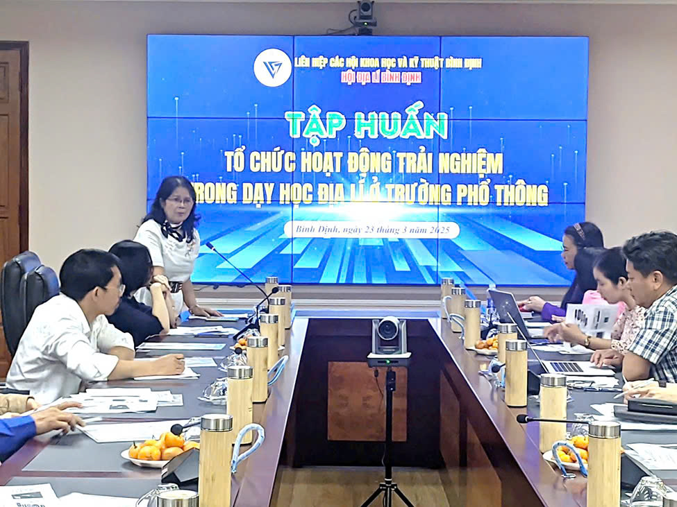 PSG. TS. Lương Thị Vân – Chủ tịch Hội Địa lí Bình Định phát biểu tại buổi tập huấn