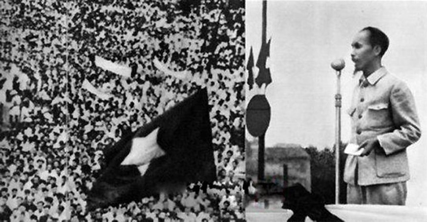 Ngày 2/9/1945, tại Quảng trường Ba Đình, Hà Nội, Chủ tịch Hồ Chí Minh đọc bản "Tuyên ngôn độc lập", khai sinh ra nước Việt Nam Dân chủ Cộng hòa. Ảnh tư liệu