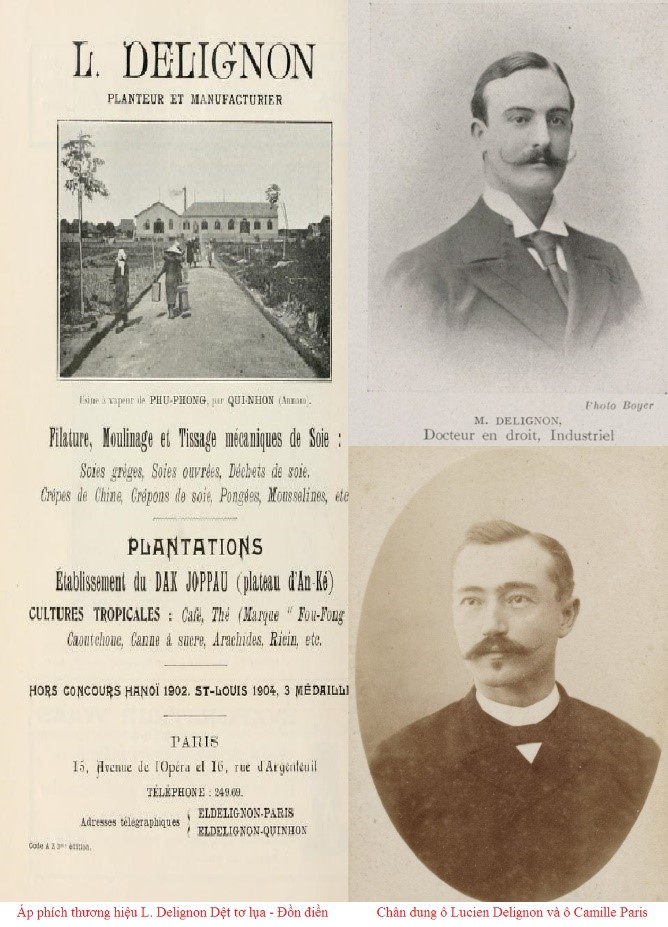 Áp phích quảng bá đồn điền Dak Joppau năm 1905 - chân dung các ông Delignon và Paris