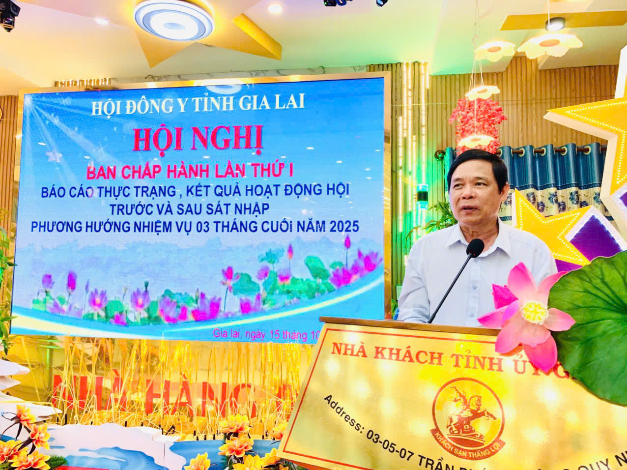 ông Nguyễn Thanh Hùng – Chủ tịch Hội Đông Y tỉnh Gia Lai phát biểu tại Đại hội