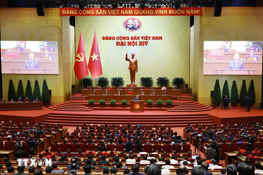 Toàn cảnh phiên bế mạc Đại hội XIV của Đảng. Ảnh: TTXVN